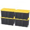 imageHOMZ 2Pack Durabilt Heavy Duty Plastic Storage Bins with Lids 15 Gallon GreenRed  Stackable Container Boxes for Holiday Attic and Garage OrganizationBlack BaseYellow Lid