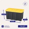 imageHOMZ 2Pack Durabilt Heavy Duty Plastic Storage Bins with Lids 15 Gallon GreenRed  Stackable Container Boxes for Holiday Attic and Garage OrganizationBlack BaseYellow Lid