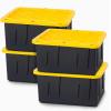 imageHOMZ 2Pack Durabilt Heavy Duty Plastic Storage Bins with Lids 15 Gallon GreenRed  Stackable Container Boxes for Holiday Attic and Garage OrganizationBlack BaseYellow Lid