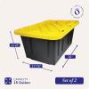 imageHOMZ 2Pack Durabilt Heavy Duty Plastic Storage Bins with Lids 15 Gallon GreenRed  Stackable Container Boxes for Holiday Attic and Garage OrganizationBlack BaseYellow Lid