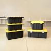 imageHOMZ 2Pack Durabilt Heavy Duty Plastic Storage Bins with Lids 15 Gallon GreenRed  Stackable Container Boxes for Holiday Attic and Garage OrganizationBlack BaseYellow Lid