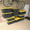 imageHOMZ 2Pack Durabilt Heavy Duty Plastic Storage Bins with Lids 15 Gallon GreenRed  Stackable Container Boxes for Holiday Attic and Garage OrganizationBlack BaseYellow Lid