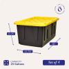 imageHOMZ 2Pack Durabilt Heavy Duty Plastic Storage Bins with Lids 15 Gallon GreenRed  Stackable Container Boxes for Holiday Attic and Garage OrganizationBlack BaseYellow Lid