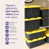 imageHOMZ 2Pack Durabilt Heavy Duty Plastic Storage Bins with Lids 15 Gallon GreenRed  Stackable Container Boxes for Holiday Attic and Garage OrganizationBlack BaseYellow Lid