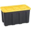 imageHOMZ 2Pack Durabilt Heavy Duty Plastic Storage Bins with Lids 15 Gallon GreenRed  Stackable Container Boxes for Holiday Attic and Garage OrganizationBlack BaseYellow Lid