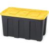imageHOMZ 2Pack Durabilt Heavy Duty Plastic Storage Bins with Lids 15 Gallon GreenRed  Stackable Container Boxes for Holiday Attic and Garage OrganizationBlack BaseYellow Lid