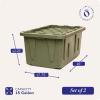 imageHOMZ 2Pack Durabilt Heavy Duty Plastic Storage Bins with Lids 15 Gallon GreenRed  Stackable Container Boxes for Holiday Attic and Garage OrganizationCamo Green
