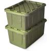 imageHOMZ 2Pack Durabilt Heavy Duty Plastic Storage Bins with Lids 15 Gallon GreenRed  Stackable Container Boxes for Holiday Attic and Garage OrganizationCamo Green