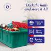imageHOMZ 2Pack Durabilt Heavy Duty Plastic Storage Bins with Lids 15 Gallon GreenRed  Stackable Container Boxes for Holiday Attic and Garage OrganizationGreen BaseRed Lid