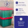 imageHOMZ 2Pack Durabilt Heavy Duty Plastic Storage Bins with Lids 15 Gallon GreenRed  Stackable Container Boxes for Holiday Attic and Garage OrganizationGreen BaseRed Lid