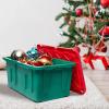 imageHOMZ 2Pack Durabilt Heavy Duty Plastic Storage Bins with Lids 15 Gallon GreenRed  Stackable Container Boxes for Holiday Attic and Garage OrganizationGreen BaseRed Lid