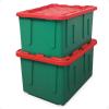 imageHOMZ 2Pack Durabilt Heavy Duty Plastic Storage Bins with Lids 15 Gallon GreenRed  Stackable Container Boxes for Holiday Attic and Garage OrganizationGreen BaseRed Lid