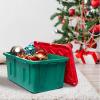 imageHOMZ 2Pack Durabilt Heavy Duty Plastic Storage Bins with Lids 15 Gallon GreenRed  Stackable Container Boxes for Holiday Attic and Garage OrganizationGreen BaseRed Lid