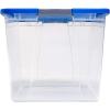 imageHOMZ 2Pack Secure Latch Clear Plastic Storage Organizer Bins 64 Quart Gray Lid  HeavyDuty Container Boxes with Lids for Home Office and GarageBlue Lid