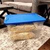 imageHOMZ 2Pack Secure Latch Clear Plastic Storage Organizer Bins 64 Quart Gray Lid  HeavyDuty Container Boxes with Lids for Home Office and GarageBlue Lid