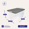 imageHOMZ 2Pack Secure Latch Clear Plastic Storage Organizer Bins 64 Quart Gray Lid  HeavyDuty Container Boxes with Lids for Home Office and GarageGray Lid