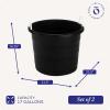 imageHOMZ 2Pack Utility Tub Large Plastic Storage Bucket with Rope Handles 17 Gallon Black  Portable Indoor and Outdoor Buckets for Kitchen Laundry Garden Bathroom and Garage OrganizationBlack