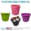 imageHOMZ 2Pack Utility Tub Large Plastic Storage Bucket with Rope Handles 17 Gallon Black  Portable Indoor and Outdoor Buckets for Kitchen Laundry Garden Bathroom and Garage OrganizationBold Lime Green