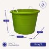 imageHOMZ 2Pack Utility Tub Large Plastic Storage Bucket with Rope Handles 17 Gallon Black  Portable Indoor and Outdoor Buckets for Kitchen Laundry Garden Bathroom and Garage OrganizationBold Lime Green