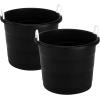 imageHOMZ 2Pack Utility Tub Large Plastic Storage Bucket with Rope Handles 18 Gallon Blue  Portable Indoor and Outdoor Buckets for Kitchen Laundry Garden Bathroom and Garage OrganizationBlack