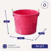 imageHOMZ 2Pack Utility Tub Large Plastic Storage Bucket with Rope Handles 18 Gallon Blue  Portable Indoor and Outdoor Buckets for Kitchen Laundry Garden Bathroom and Garage OrganizationPink
