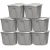 imageHOMZ 4Pack Durable Molded Bin Plastic Storage Containers wLids 10 Gallon Blue  Stackable Organizer Totes and Boxes for Bedroom Kitchen and Garage OrganizationTitanium Silver