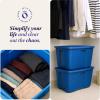 imageHOMZ 4Pack Durable Molded Bin Plastic Storage Containers wLids 10 Gallon Blue  Stackable Organizer Totes and Boxes for Bedroom Kitchen and Garage OrganizationBlue