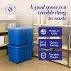 imageHOMZ 4Pack Durable Molded Bin Plastic Storage Containers wLids 10 Gallon Blue  Stackable Organizer Totes and Boxes for Bedroom Kitchen and Garage OrganizationBlue