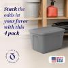 imageHOMZ 4Pack Durable Molded Bin Plastic Storage Containers wLids 10 Gallon Blue  Stackable Organizer Totes and Boxes for Bedroom Kitchen and Garage OrganizationTitanium Silver