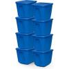 imageHOMZ 4Pack Durable Molded Bin Plastic Storage Containers wLids 10 Gallon Blue  Stackable Organizer Totes and Boxes for Bedroom Kitchen and Garage OrganizationBlue