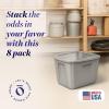 imageHOMZ 4Pack Durable Molded Bin Plastic Storage Containers wLids 10 Gallon Blue  Stackable Organizer Totes and Boxes for Bedroom Kitchen and Garage OrganizationTitanium Silver
