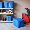 imageHOMZ 4Pack Durable Molded Bin Plastic Storage Containers wLids 10 Gallon Blue  Stackable Organizer Totes and Boxes for Bedroom Kitchen and Garage OrganizationBlue