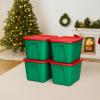 imageHOMZ 4Pack Durable Molded Bin Plastic Storage Containers wLids 10 Gallon Blue  Stackable Organizer Totes and Boxes for Bedroom Kitchen and Garage OrganizationGreen  Red