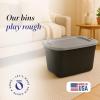 imageHOMZ 4Pack Durable Molded Bin Plastic Storage Containers wLids 10 Gallon Blue  Stackable Organizer Totes and Boxes for Bedroom Kitchen and Garage OrganizationBlack