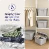 imageHOMZ 4Pack Durable Molded Bin Plastic Storage Containers wLids 10 Gallon Blue  Stackable Organizer Totes and Boxes for Bedroom Kitchen and Garage OrganizationTitanium Silver