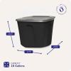 imageHOMZ 4Pack Durable Molded Bin Plastic Storage Containers wLids 10 Gallon Blue  Stackable Organizer Totes and Boxes for Bedroom Kitchen and Garage OrganizationBlack