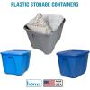 imageHOMZ 4Pack Durable Molded Bin Plastic Storage Containers wLids 10 Gallon Blue  Stackable Organizer Totes and Boxes for Bedroom Kitchen and Garage OrganizationTitanium Silver