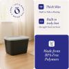 imageHOMZ 4Pack Durable Molded Bin Plastic Storage Containers wLids 10 Gallon Blue  Stackable Organizer Totes and Boxes for Bedroom Kitchen and Garage OrganizationBlack