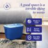 imageHOMZ 4Pack Durable Molded Bin Plastic Storage Containers wLids 10 Gallon Blue  Stackable Organizer Totes and Boxes for Bedroom Kitchen and Garage OrganizationBlue