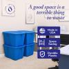 imageHOMZ 4Pack Durable Molded Bin Plastic Storage Containers wLids 10 Gallon Blue  Stackable Organizer Totes and Boxes for Bedroom Kitchen and Garage OrganizationBlue