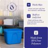 imageHOMZ 4Pack Durable Molded Bin Plastic Storage Containers wLids 10 Gallon Blue  Stackable Organizer Totes and Boxes for Bedroom Kitchen and Garage OrganizationBlue