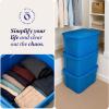 imageHOMZ 4Pack Durable Molded Bin Plastic Storage Containers wLids 10 Gallon Blue  Stackable Organizer Totes and Boxes for Bedroom Kitchen and Garage OrganizationBlue