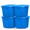 imageHOMZ 4Pack Durable Molded Bin Plastic Storage Containers wLids 10 Gallon Blue  Stackable Organizer Totes and Boxes for Bedroom Kitchen and Garage OrganizationBlue