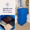imageHOMZ 4Pack Durable Molded Bin Plastic Storage Containers wLids 10 Gallon Blue  Stackable Organizer Totes and Boxes for Bedroom Kitchen and Garage OrganizationBlue
