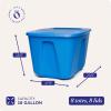 imageHOMZ 4Pack Durable Molded Bin Plastic Storage Containers wLids 10 Gallon Blue  Stackable Organizer Totes and Boxes for Bedroom Kitchen and Garage OrganizationBlue