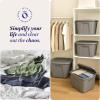 imageHOMZ 4Pack Durable Molded Bin Plastic Storage Containers wLids 10 Gallon Blue  Stackable Organizer Totes and Boxes for Bedroom Kitchen and Garage OrganizationTitanium Silver