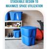 imageHOMZ 4Pack Durable Molded Bin Plastic Storage Containers wLids 10 Gallon Blue  Stackable Organizer Totes and Boxes for Bedroom Kitchen and Garage OrganizationTitanium Silver