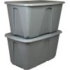 imageHOMZ 4Pack Durable Molded Bin Plastic Storage Containers wLids 10 Gallon Blue  Stackable Organizer Totes and Boxes for Bedroom Kitchen and Garage OrganizationTitanium Silver