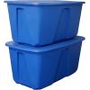 imageHOMZ 4Pack Durable Molded Bin Plastic Storage Containers wLids 10 Gallon Blue  Stackable Organizer Totes and Boxes for Bedroom Kitchen and Garage OrganizationBlue