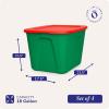 imageHOMZ 4Pack Durable Molded Bin Plastic Storage Containers wLids 10 Gallon Blue  Stackable Organizer Totes and Boxes for Bedroom Kitchen and Garage OrganizationGreen  Red